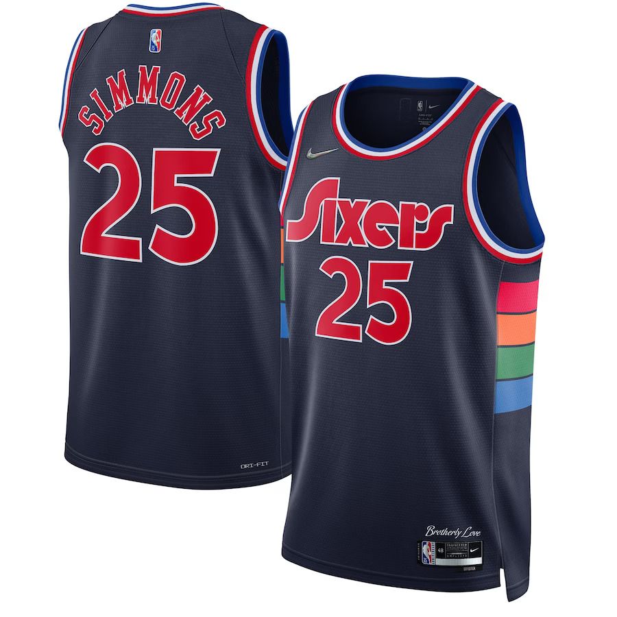 Men Philadelphia 76ers #25 Ben Simmons Nike Navy City Edition Swingman NBA Jersey